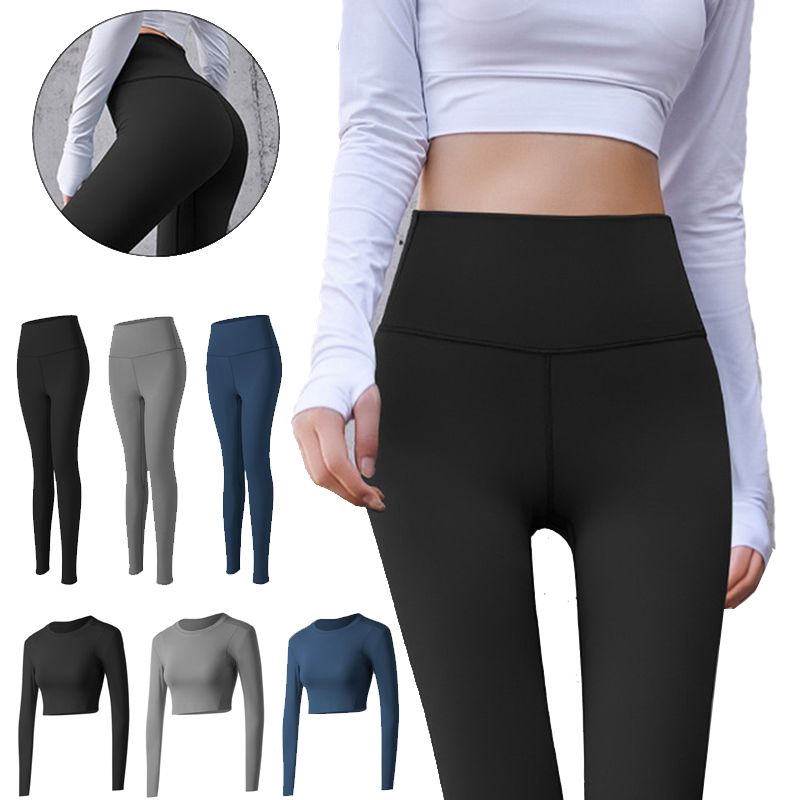 Women's Yoga Tee Tops Pants High Waist Sports Leggings Gym Workout Tops Bộ đồ yoga