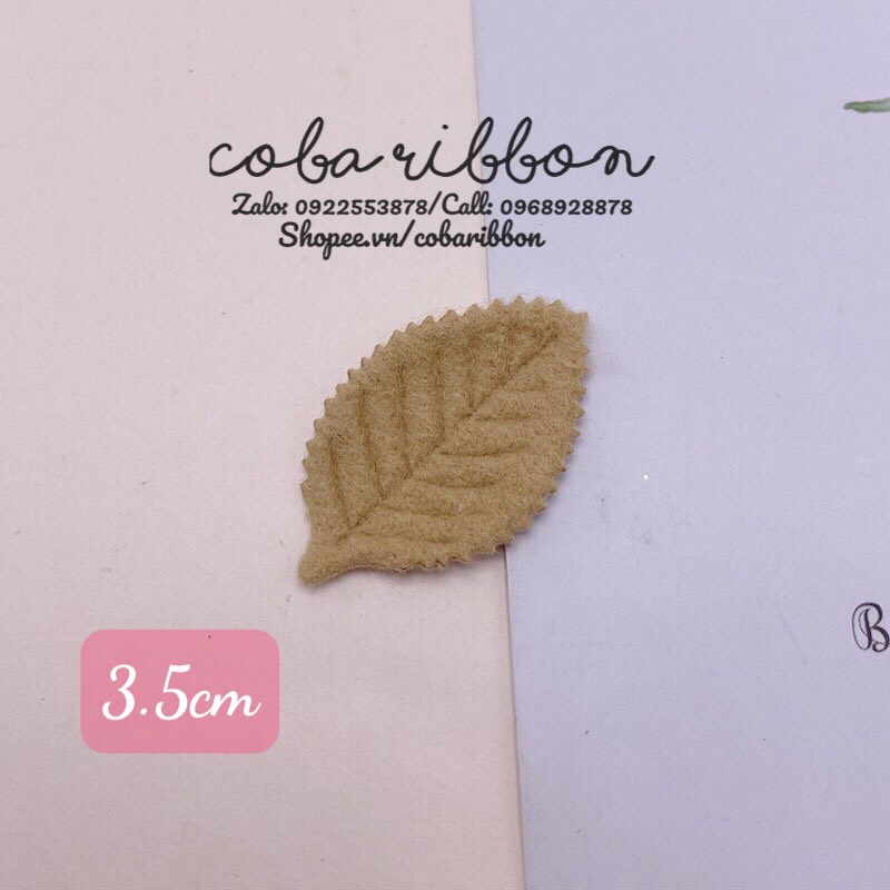 10 cái - Lá bằng vải dạ mẫu số 3, cỡ nhỏ dài 3.3cm, rộng 2cm