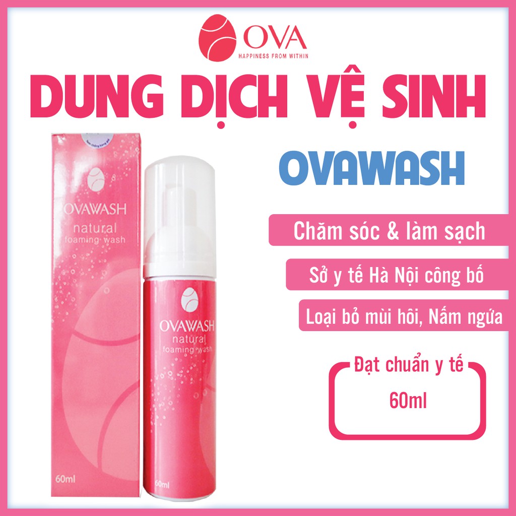 Dung dịch vệ sinh phụ nữ tạo bọt Ovawash, ngăn ngừa và giảm nguy cơ viêm nhiễm vùng kín, dung tích 60ml thumbnail
