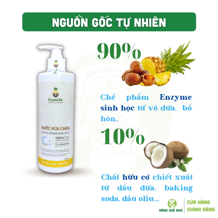 Nước Rửa Chén Hữu Cơ FUWA 3e Hương Dứa Sạch Nhanh An Toàn Cho Bé 100ml 500ml