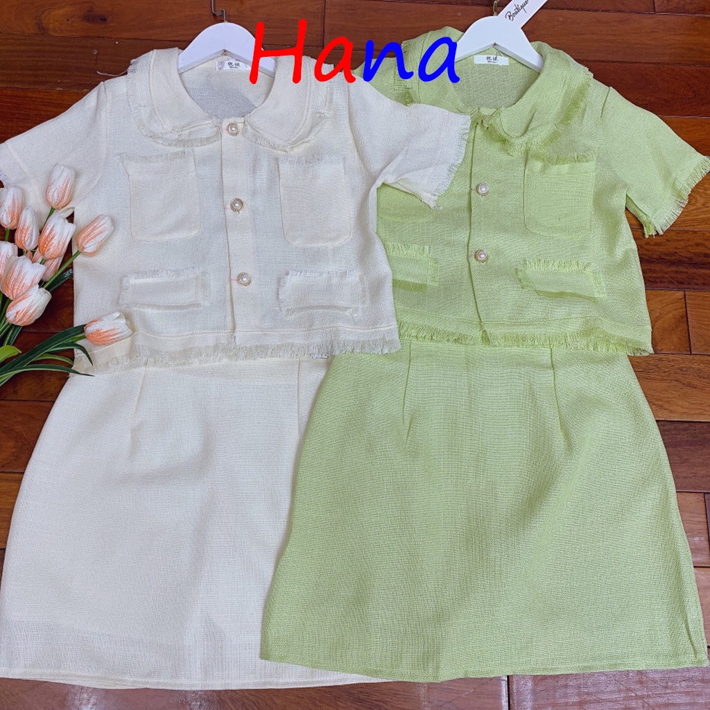 Set dạ hai màu trắng xanh siêu xinh - Hana23