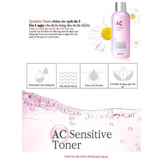 TONER  AC Sensitive NƯỚC HOA HỒNG CÂN BẰNG DA Skinaz Hàn Quốc