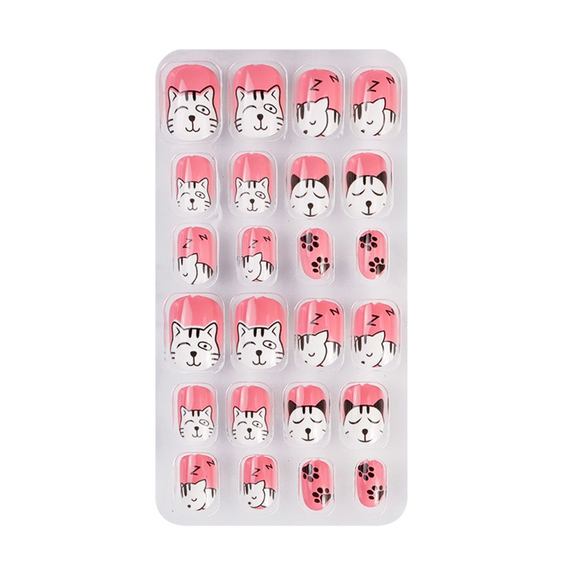 Bộ Móng Tay Giả Ngắn Màu Hồng Kẹo Che Phủ Toàn Diện Cho Bé Gái