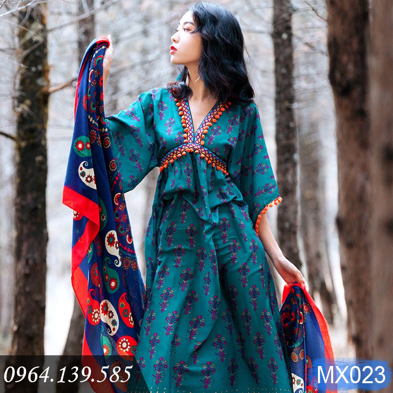 [ẢNH THẬT KHÁC MẶC] - Đầm maxi dáng xòe phong cách Bohemian, phong cách mới quyến rũ và đầy cá tính | MX023