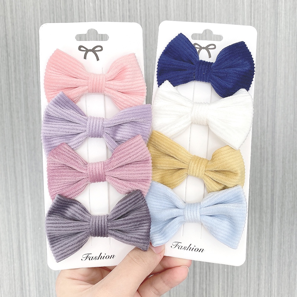 Set 4 kẹp tóc nơ KIDSBOWS họa tiết kẻ sọc thời trang cho bé gái