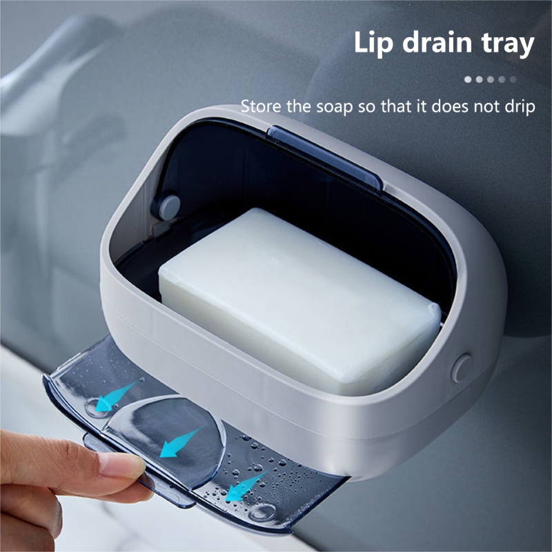 Giá Đỡ Xà Phòng Gắn Tường Nắp Lật Thoát Nước Chống Bụi Chống Rò Rỉ Dễ Lắp Đặt