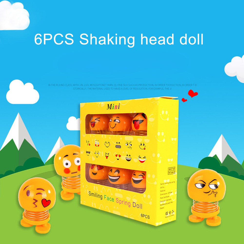 Set 6 mô hình thú nhún mặt emoji dễ thương