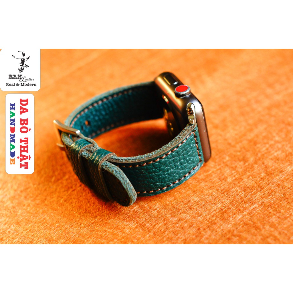 Dây đồng hồ da bò thật mill hạt xanh rêu Ram classic 1984 mới - RAM Leather