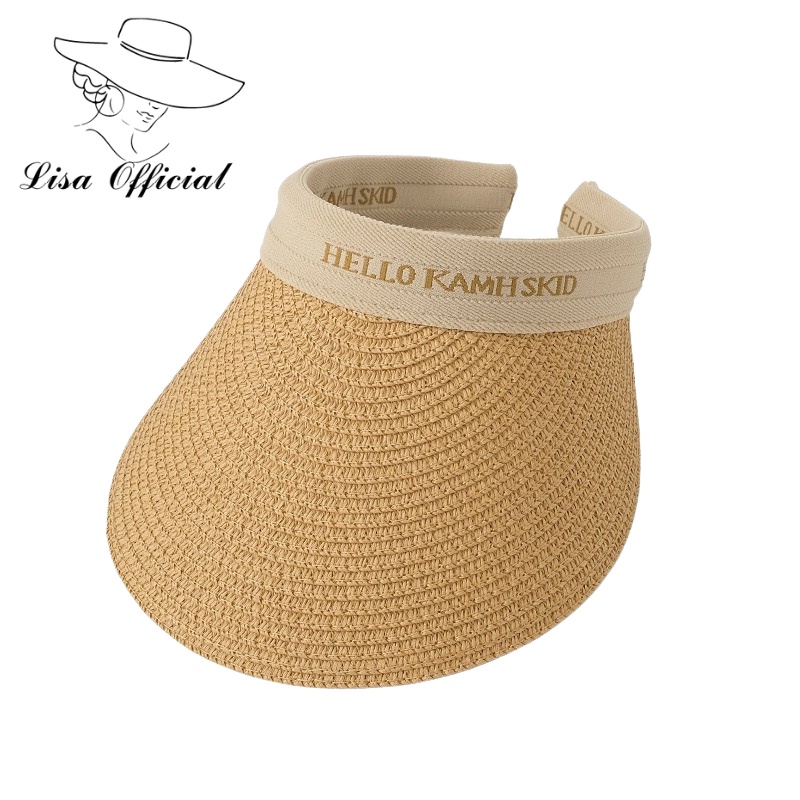 Mũ Chống Nắng  Lisa Official  Mũ Cói Che Nắng Hở Chóp Phối Mũ Lưỡi Vịt Thời Trang Cho Nữ - SV-24