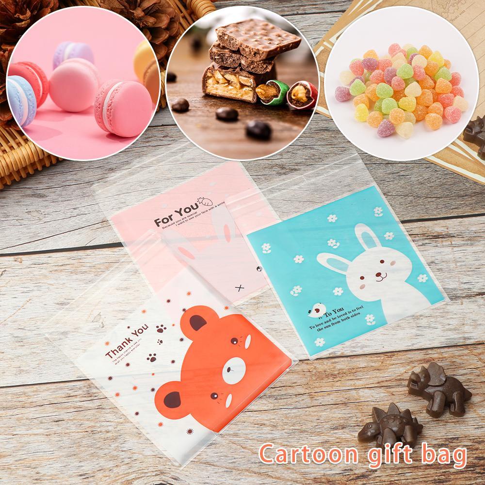 Set 100 Túi Đựng Bánh Quy Tự Dính 10x10cm