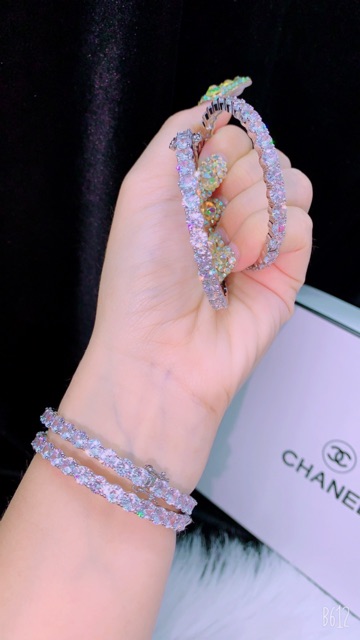 Vòng tay full hột 6li mạ bạch kim