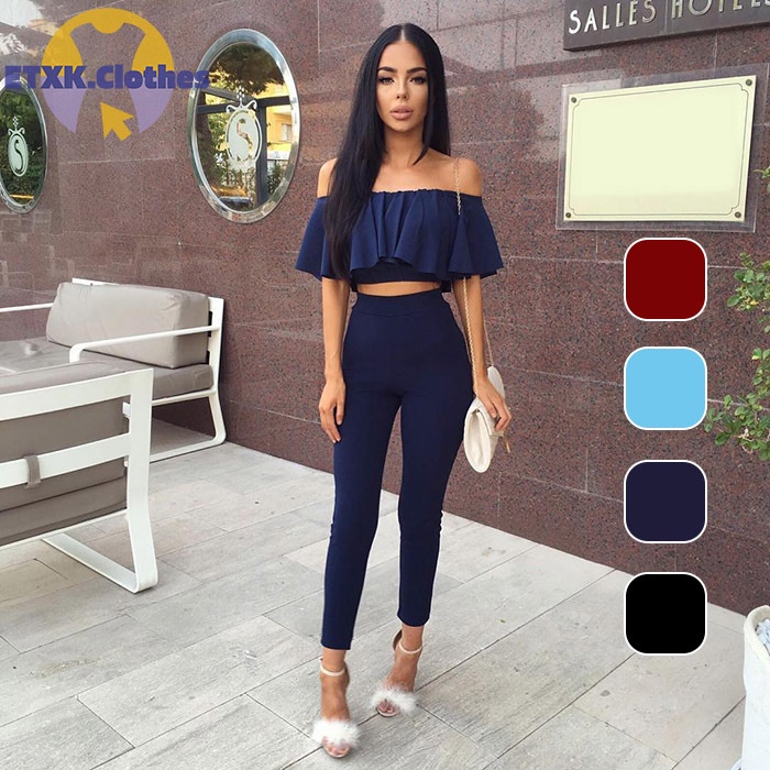 Bộ Jumpsuit 2 Mảnh Trễ Vai Quyến Rũ