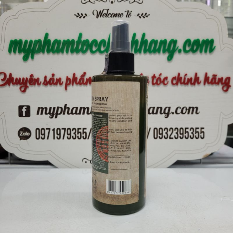 (CHÍNH HÃNG 100%  CÔNG TY THÁI HƯƠNG) XỊT DƯỠNG VÀ CHỐNG CHÁY TÓC D'ANGELLO KERATIN 250ML