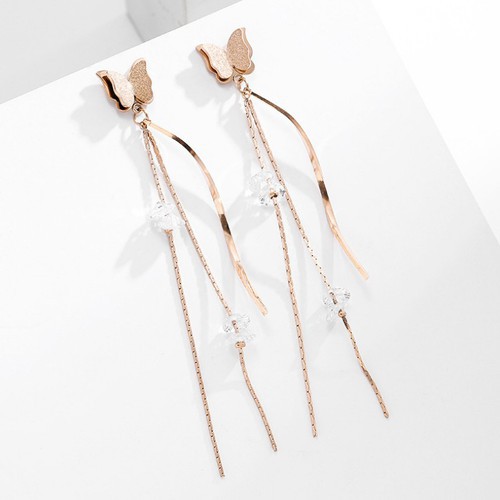 Bông Tai Bướm Xinh Chuỗi Dài Titan Ko Đen TT 3260