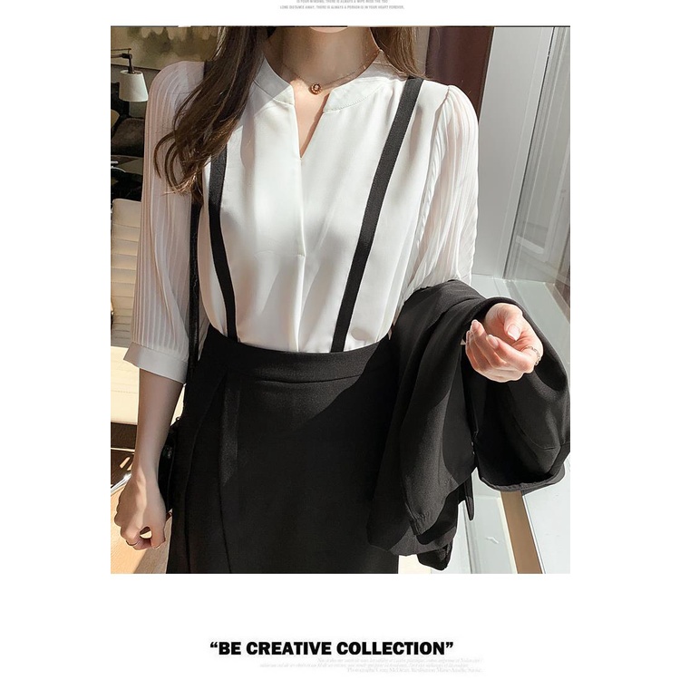 Áo Sơ Mi Chiffon Cổ Chữ V Tay Lửng Thời Trang Mùa Hè Dành Cho Nữ 2022