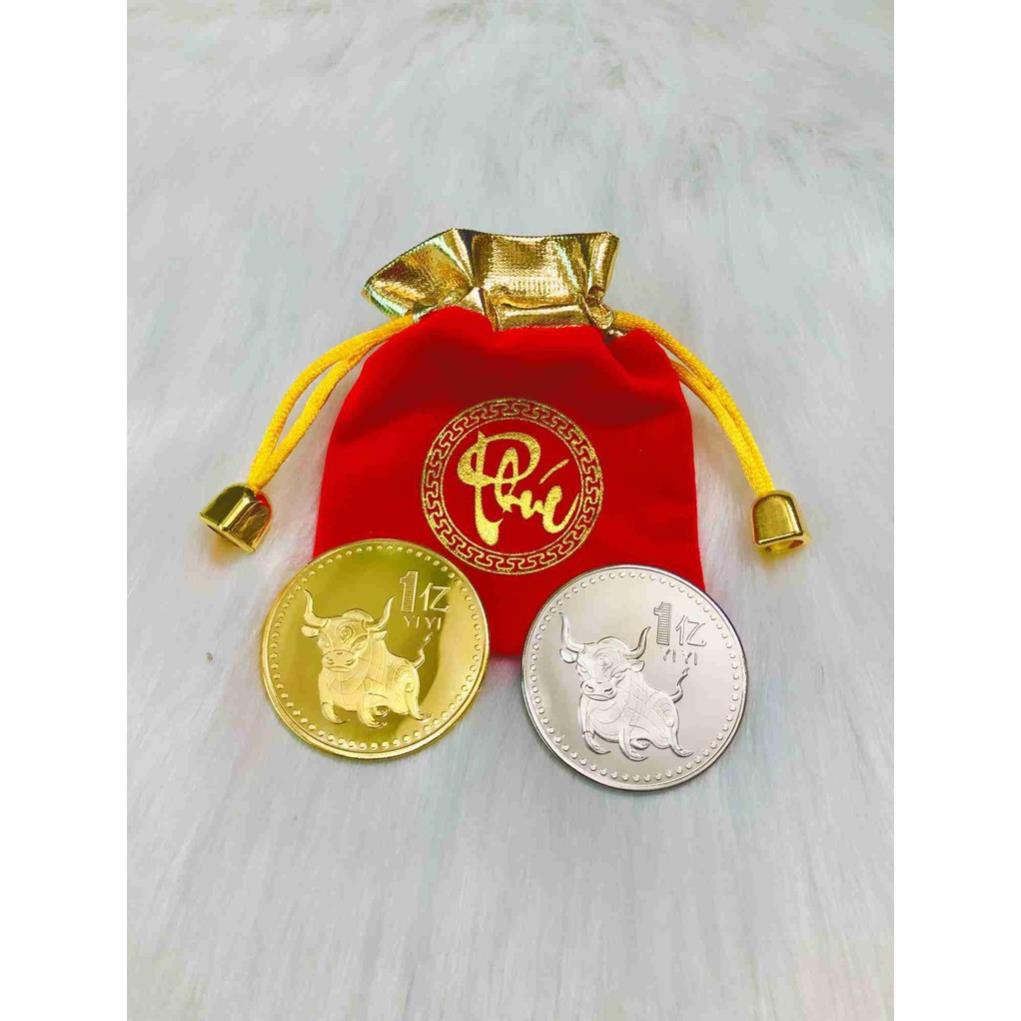 [SHOPEE TRỢ GIÁ] Cặp Xu Con Trâu Đài Loan Tài Lộc May Mắn Tặng Túi Gấm Đỏ | BigBuy360 - bigbuy360.vn