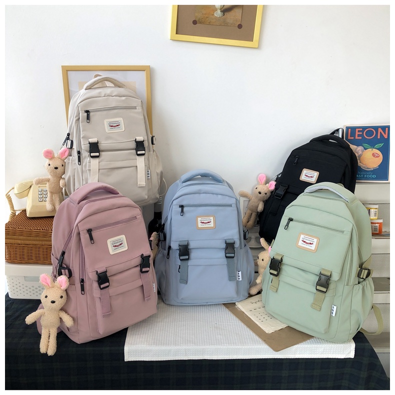 Ba Lô Nylon Nhiều Ngăn Đơn Giản Chống Thấm Nước Thời Trang Nhật Hàn 2022 Dành Cho Nữ Sinh