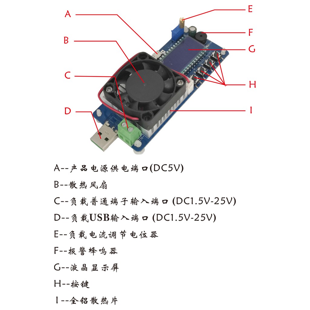 Máy kiểm tra dung lượng pin Dòng điện không đổi Máy kiểm tra nguồn điện USB có thể điều chỉnh điện trở FX25