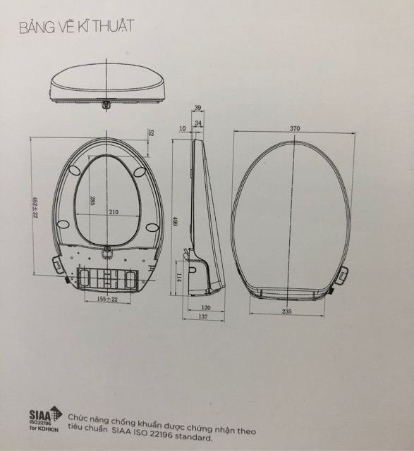 Nắp Rửa Bồn Cầu Thông Minh American Standard Slim SLIM00001-WT có thể lắp vừa bồn cầu inax