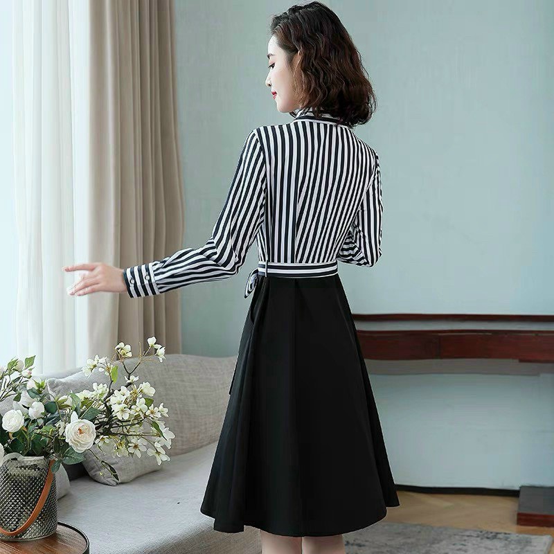 (HCM) Đầm xoè kẻ sọc công sở sang chảnh siêu đẹp thời trang siêu hot cho các chị em KME STORE