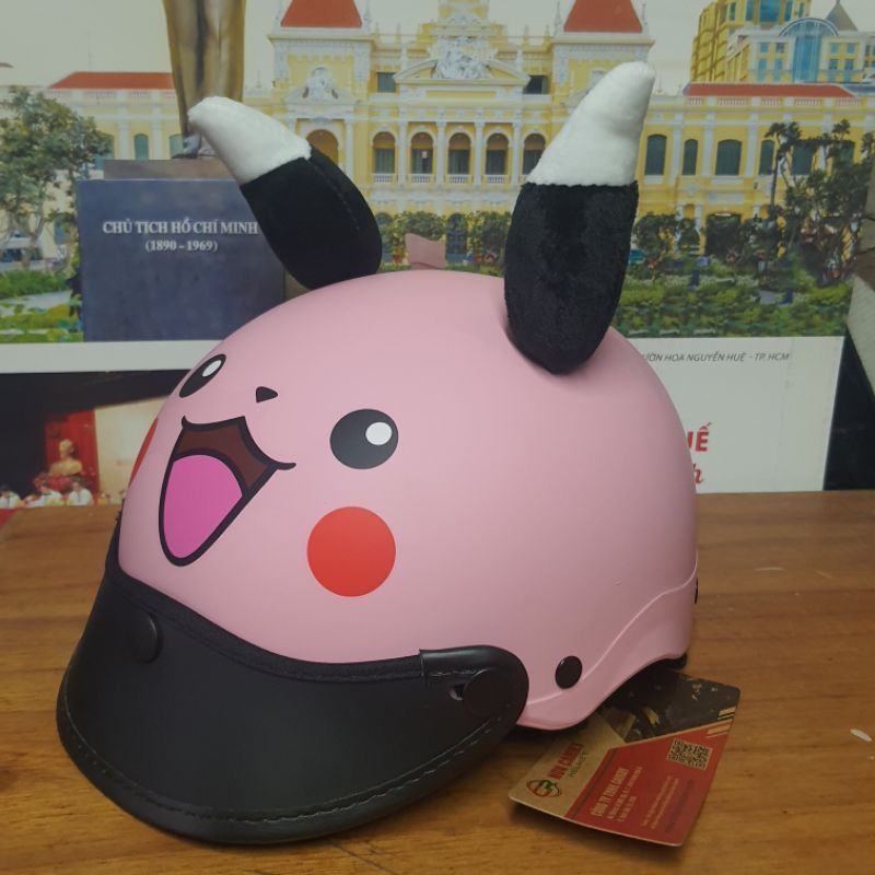 nón bảo hiểm hình picachu có tai siêu cute đáng yêu mũ bảo hiểm trẻ em cho bé từ 1 tuổi