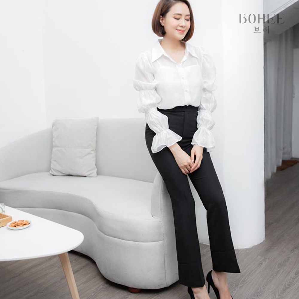 Quần ống loe nữ cạp cao dáng dài, quần legging nữ kiểu ôm ống loe công sở đi học form xinh tôn dáng BOHEE Q09