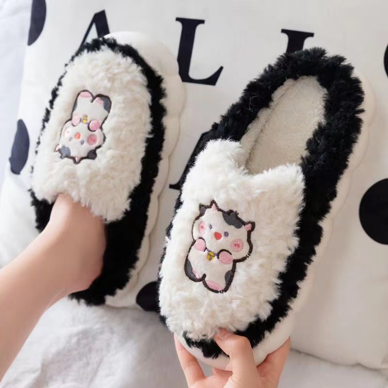 QiaoYiLuo Dép Bông Đi Trong Nhà Đế Dày Chống Trượt Dễ Thương