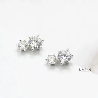 Khuyên 2 đá to nhỏ BẠC S925 LANN E039