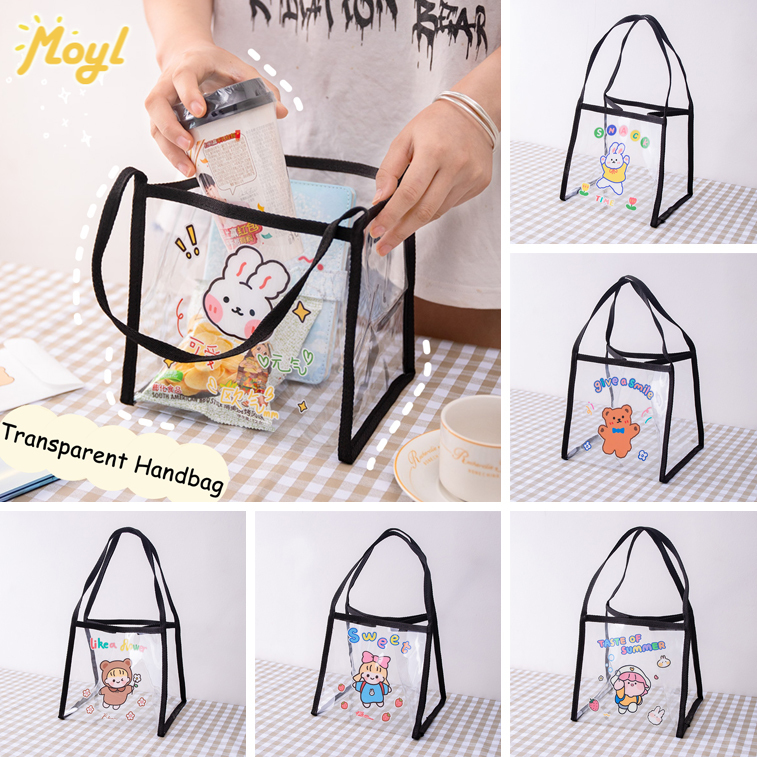 Túi xách mua sắm trong suốt họa tiết hoạt hình dễ thương phong cách Hàn Quốc cho nữ | BigBuy360 - bigbuy360.vn