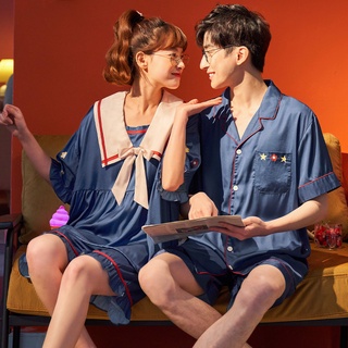 Bộ Đồ Ngủ Vải Lụa Lạnh Kiểu Nhật Hàn Dễ Thương Cho Các Cặp Đôi