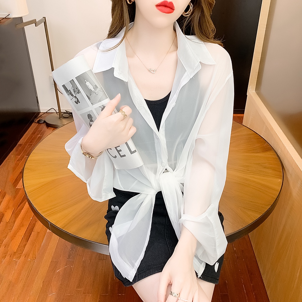 Áo khoác sơ mi ZHELIHANGFEI cổ polo dài tay dáng rộng thời trang