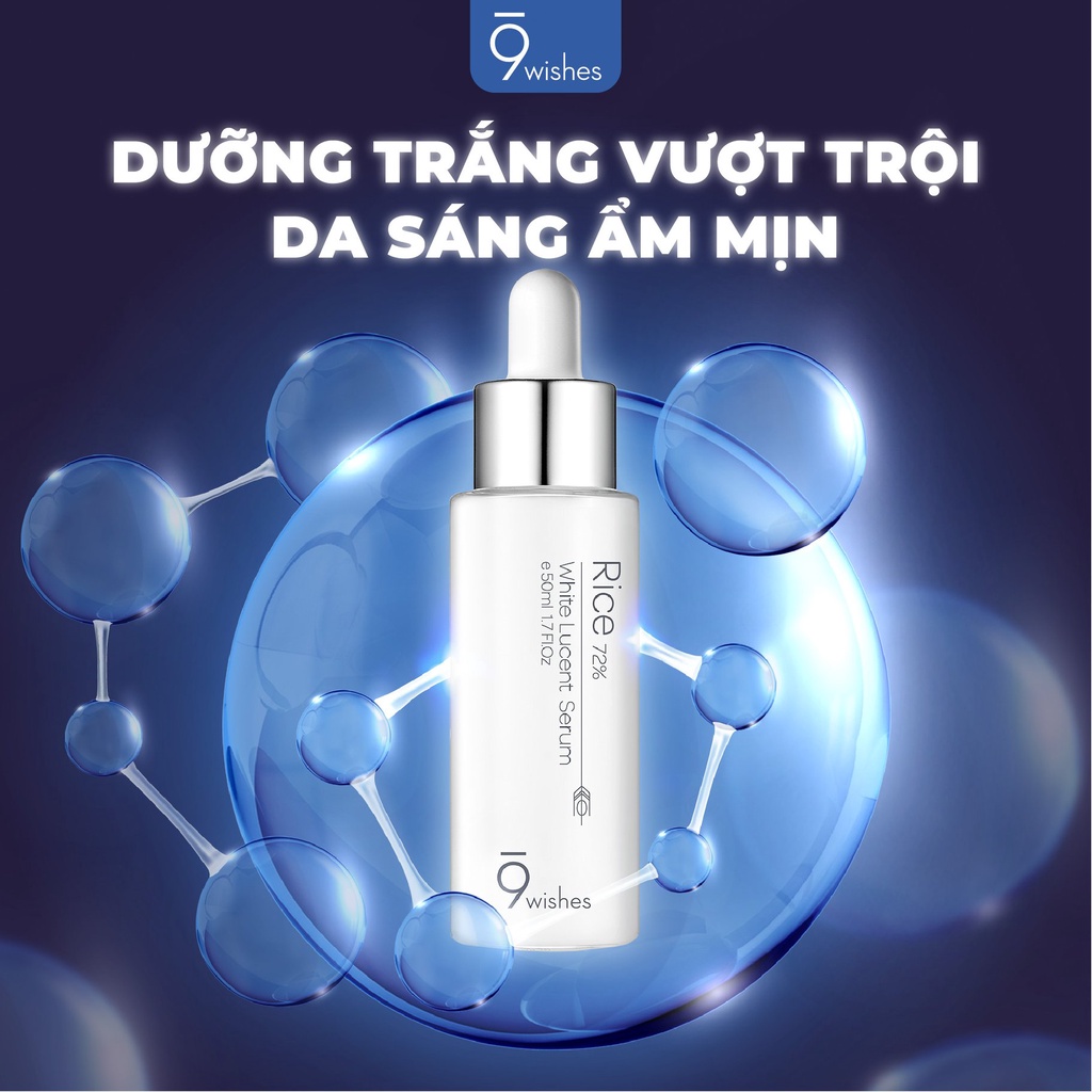 Tinh Chất Dưỡng Ẩm và Làm Sáng Da 9Wishes Rice 72% White Lucent Refining Serum 50ml