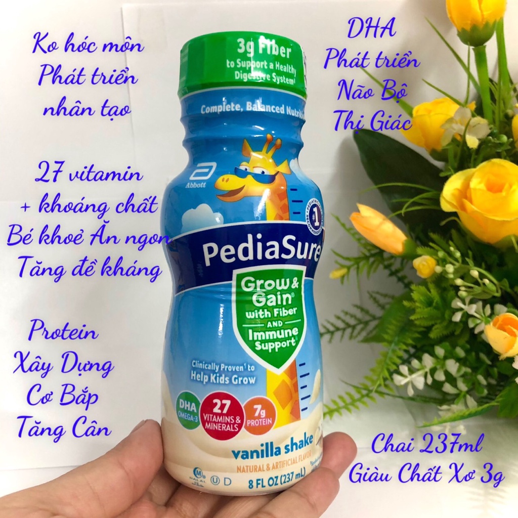 ❤️ [Quận 3] Sữa nước Pediasure Vani, Dâu, Socola, Fiber Chất Xơ DHA Mỹ 237ml