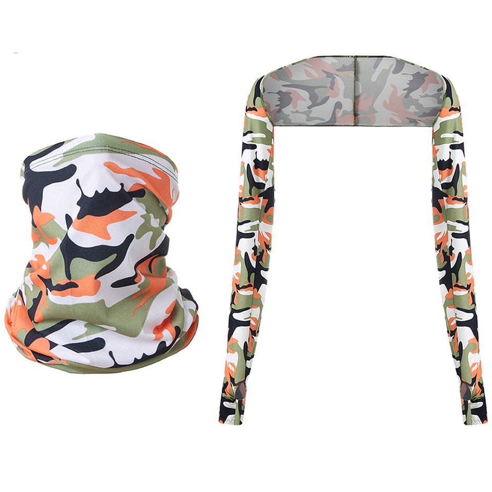 Bộ khăn choàng cổ + vỏ bọc cổ bằng lụa lạnh chống nắng mùa hè đa dụng