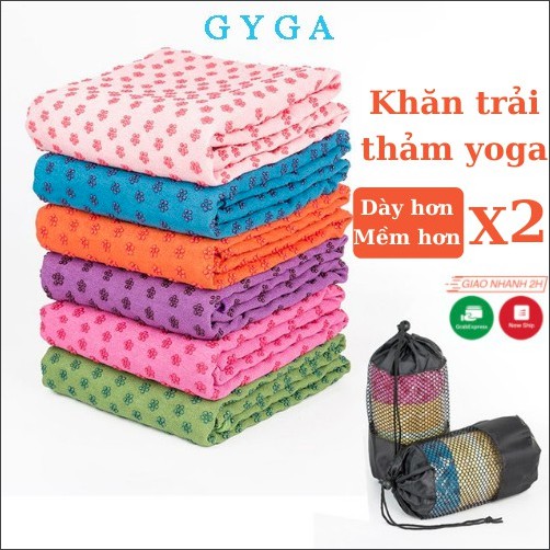 Khăn trải thảm yoga chống trơn trượt dầy mịn MICROFIBER thấm hút mô hôi cao cấp tặng túi đựng G-Sports