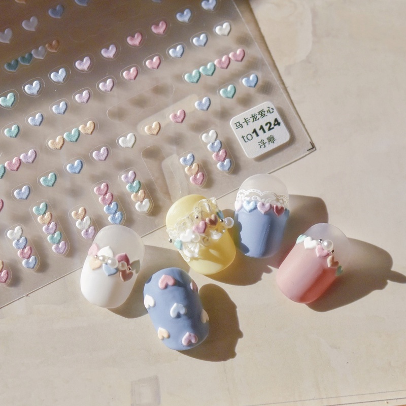 1 Gói Miếng Dán Hình Trái Tim Dập Nổi 3D Dễ Thương Trang Trí Móng Tay Nghệ Thuật