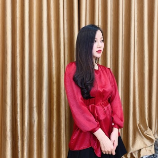 Áo sơ mi thắt eo ảnh thật