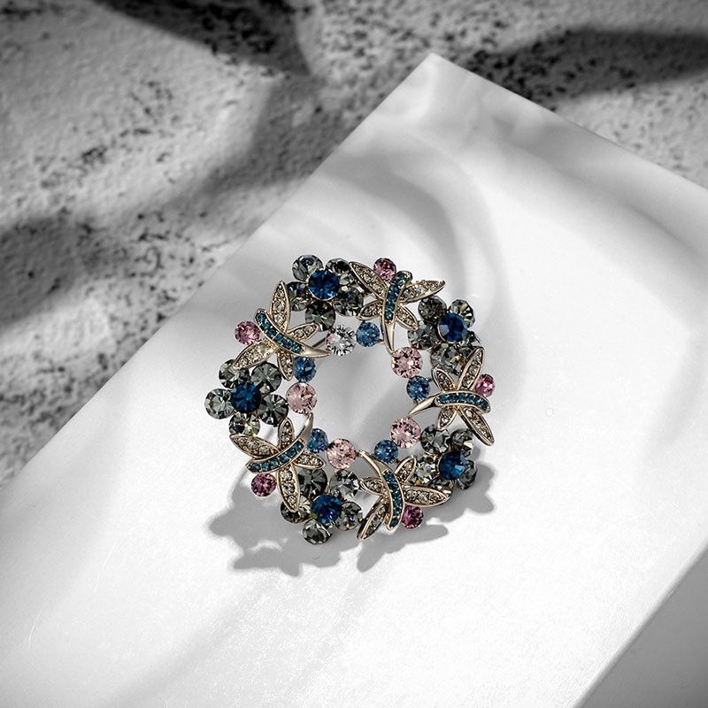 Ghim Cài Áo Hình Vòng Hoa Đính Đá Sang Trọng Cho Nữ