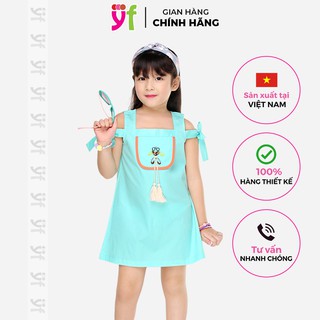 Đầm suông cho bé hở vai YF, màu xanh nhẹ nhàng, đủ size 7DX062