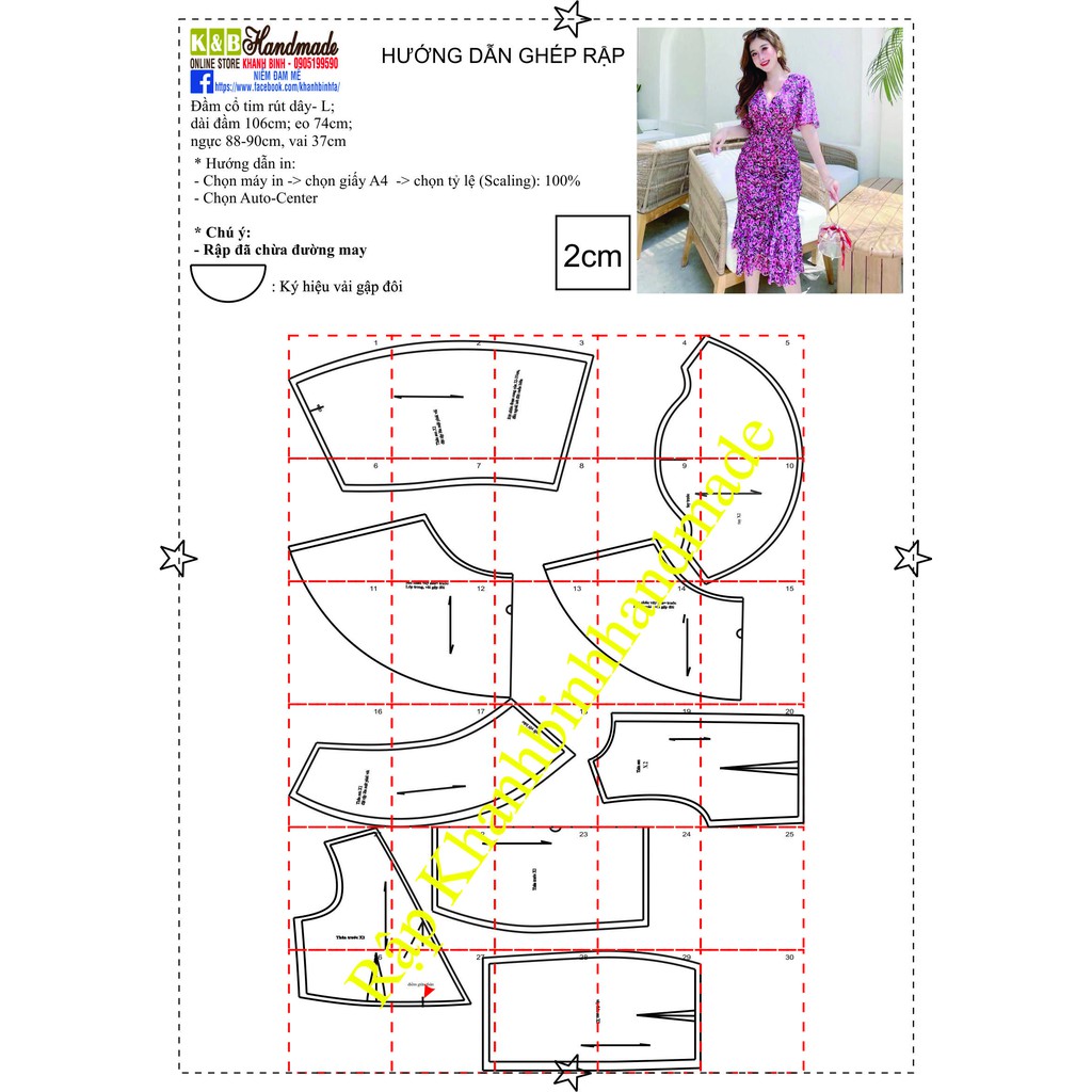 Rập giấy đầm tay loe mã 1215