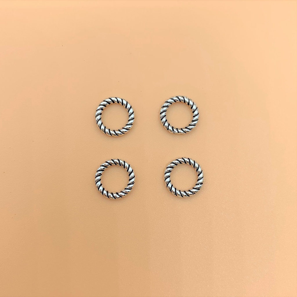 Charm bánh xe tròn có vằn không lỗ - Charm bạc 925 - Mã CB028
