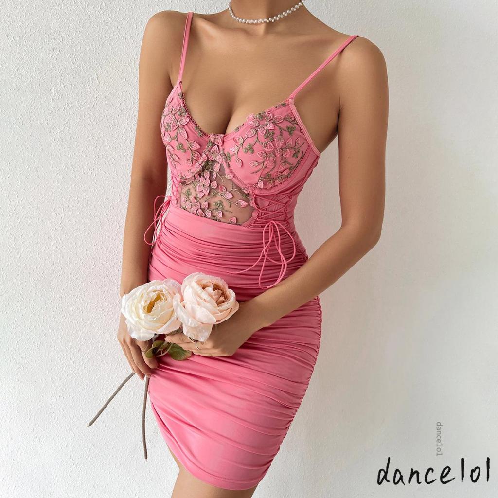 Đầm Hoa Ôm Dáng Phối Dây Rút Một Mảnh 1O1 Dành Cho Nữ