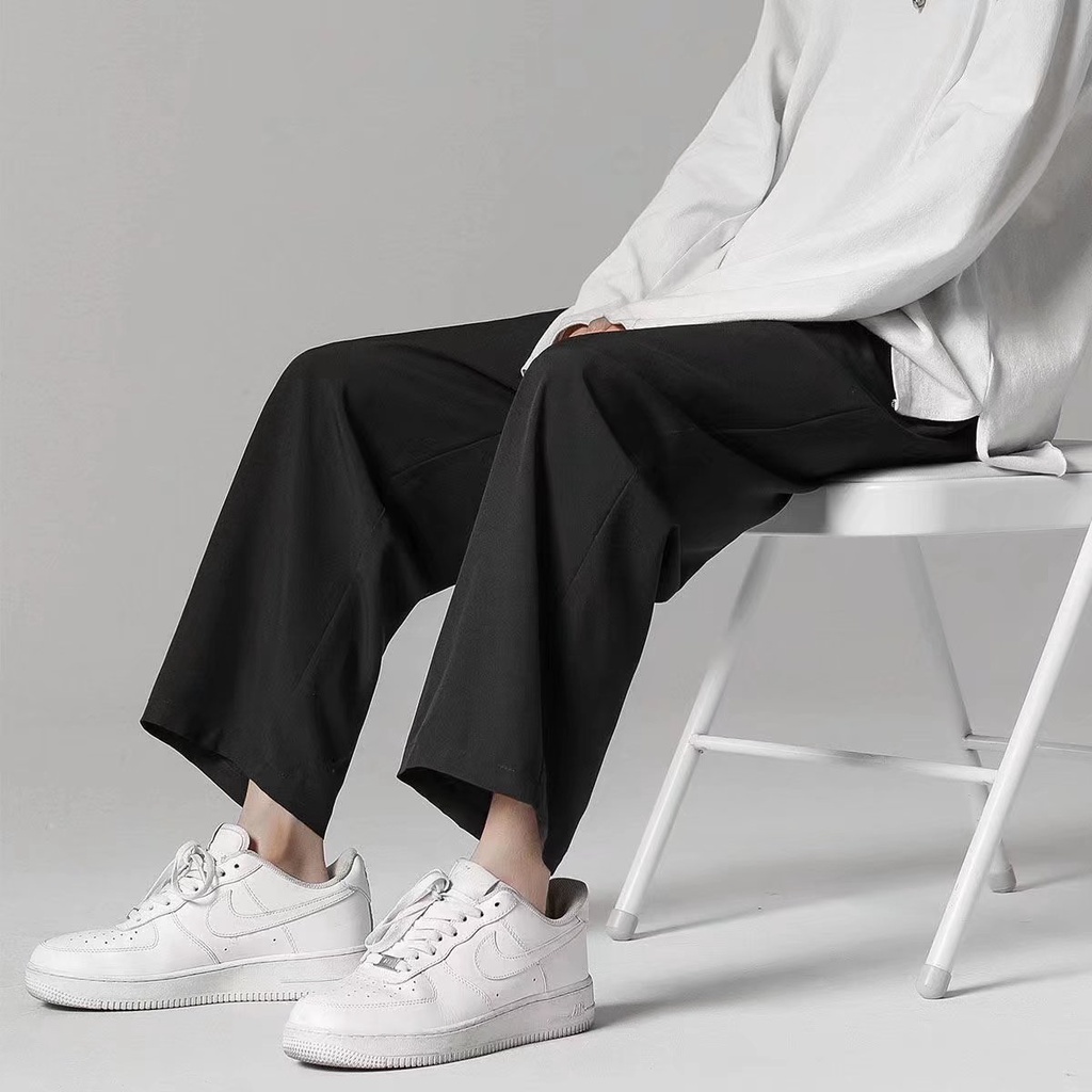 Quần Dài Ống Rộng Màu Trơn Thời Trang Mùa Hè Hàn Quốc Cho Nam Size M-4xl