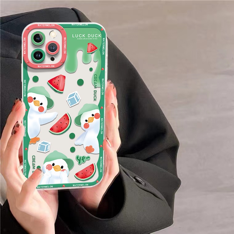 Ốp Điện Thoại Silicon TPU Mềm Trong Suốt In Hình Vịt Hoạt Hình Cho IPhone 14 13 12 11 Pro X XR XS Max SE 6 6S 7 8 Plus