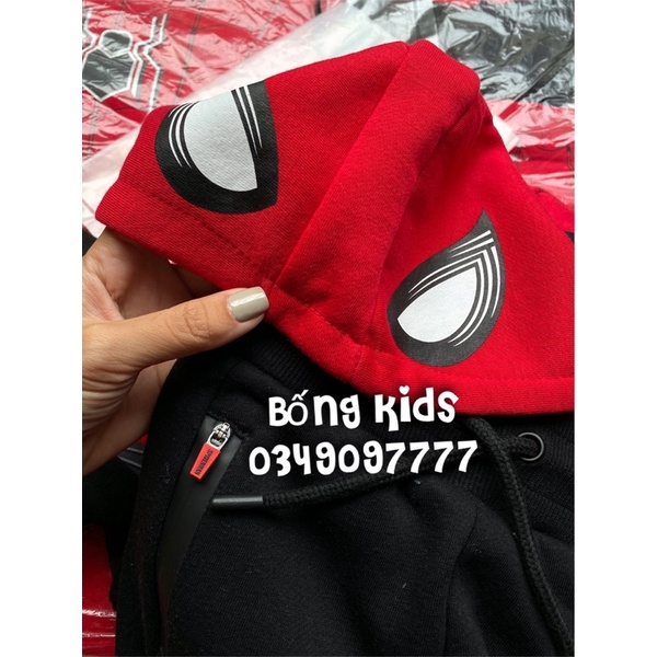 Bộ Nỉ Hoodie Bé Trai Siêu Nhân Nhện PR(bán lẻ áo lẻ quần)