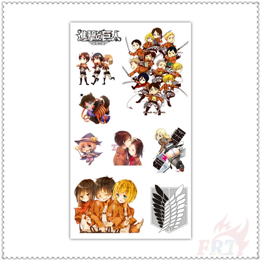 Tấm hình xăm dán tạm thời mini hình hoạt hình Attack on Titan chống thấm nước