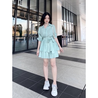 Set sơmi chân váy xếp ly