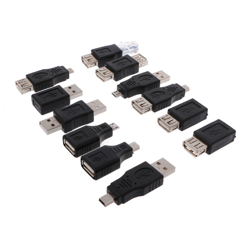 Set 12 Đầu Chuyển Đổi Otg Usb 2.0 A Male Sang Female Micro-B Mini-B