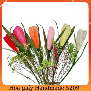[Có Video] 1 Cành Hoa Giấy Handmade Hoa Tulip Thủ Công Hoa Tuylip Giấy Nhún Ý