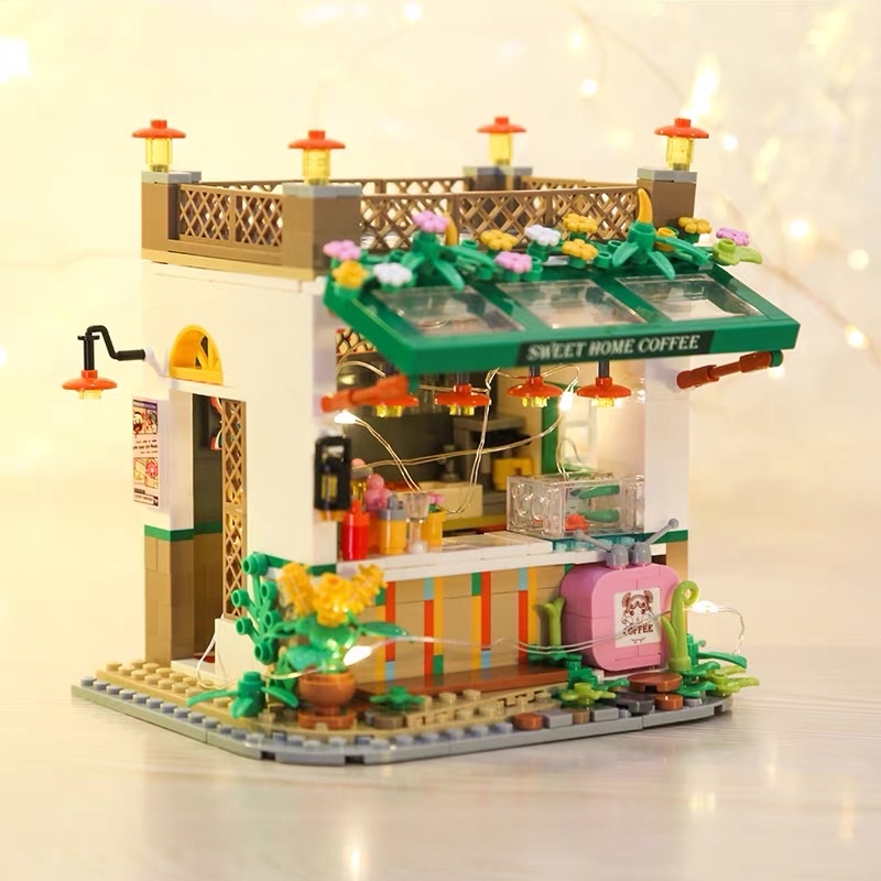 Lego Sweet Home Coffee 643pcs 12*10*11.5cm + đèn Malibu Corner